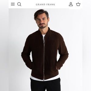 Grand Frank Marloes Dark Brown Suede Leather bomber jacket Size L Large